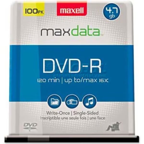 Maxell 638014 DVD-R Discs, 4.7GB, 16x, Spindle, Gold, 100/Pack, Maxell, Mfr#: 638014